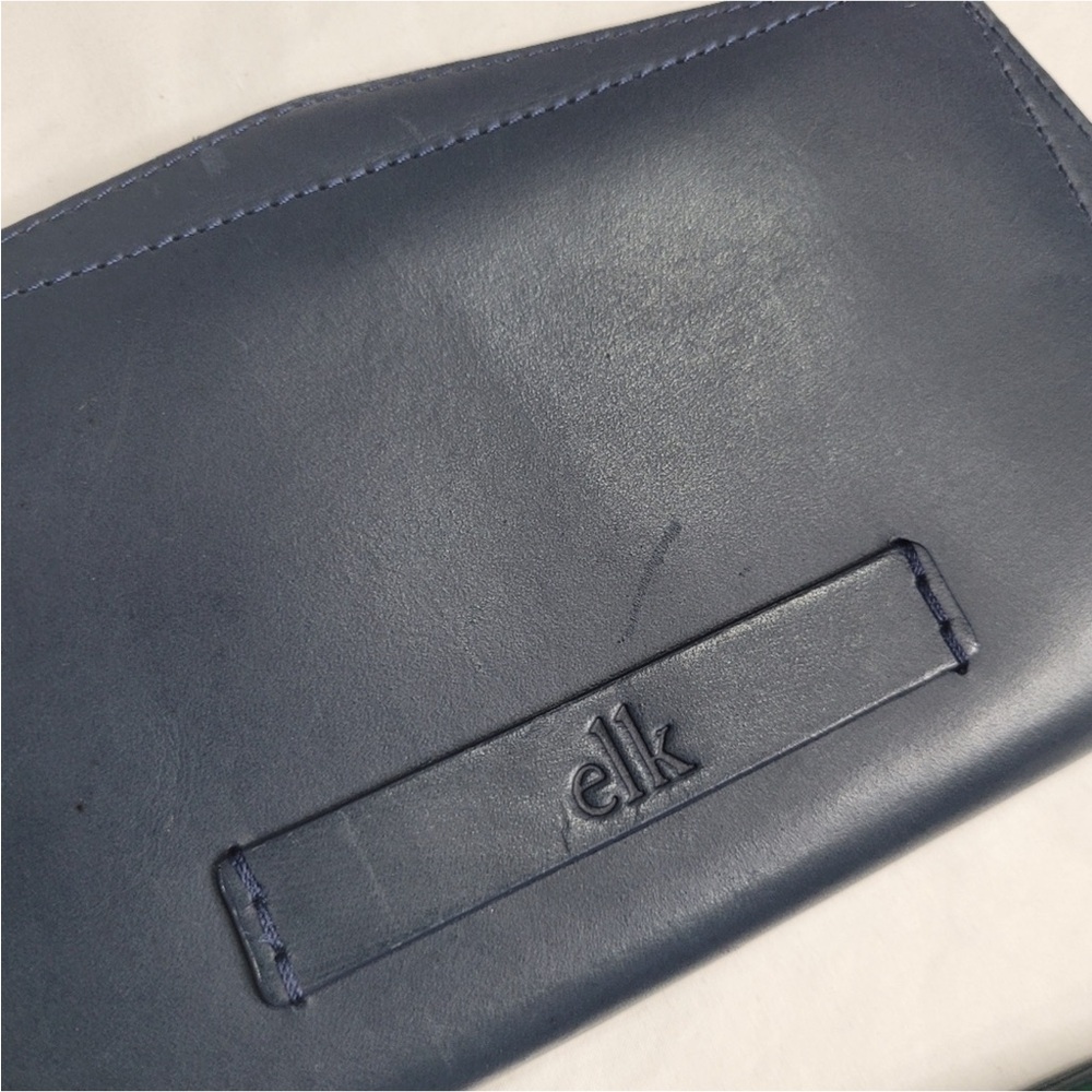 Elk the Label Leather Navy Blue Zip Around Clutch Wallet - Picture 3 of 3